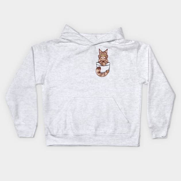 Pocket Cute Maine Coon Kids Hoodie by TechraPockets